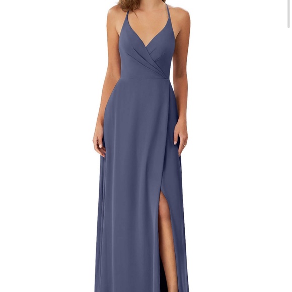 Azazie Davis - A-line V-Neck Chiffon Floor Length Bridesmaids Dress - Picture 1 of 4